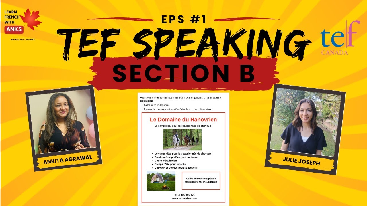 TEF Speaking Section B Expression Orale | un camp d'equitation| Simulation| TEF CANADA exam question