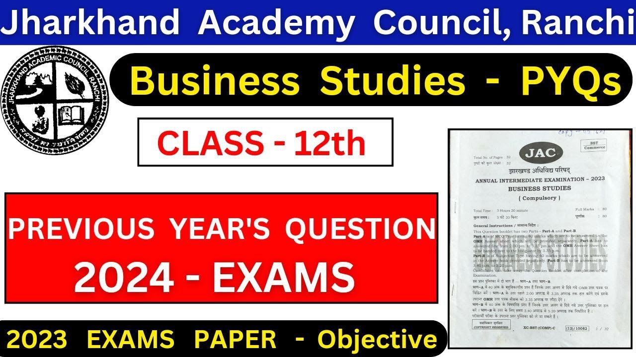 Bst class 12th PYQs 2023 exams/Jac board bst class 12th/bst pyqs 2023/by rahul commerce academy