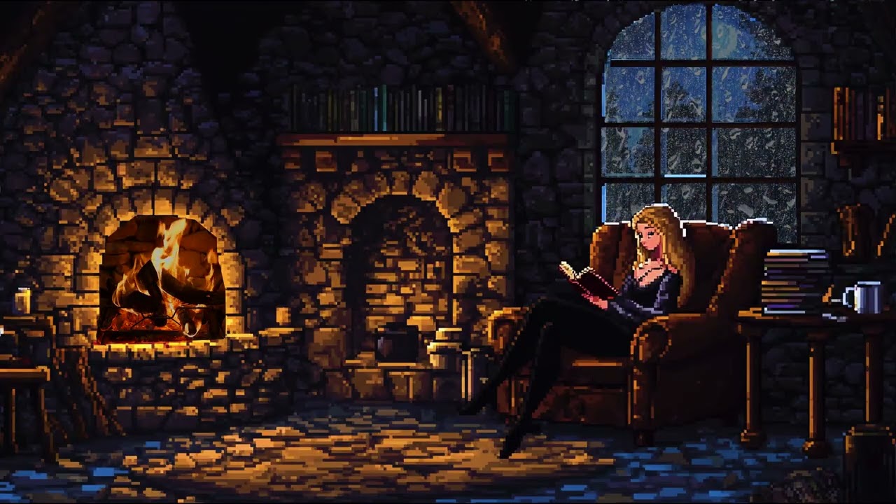 Soft Thunder & Rain In A Cozy Pixel Stone Room - 3H Ambience For Deep Sleep And Relaxation