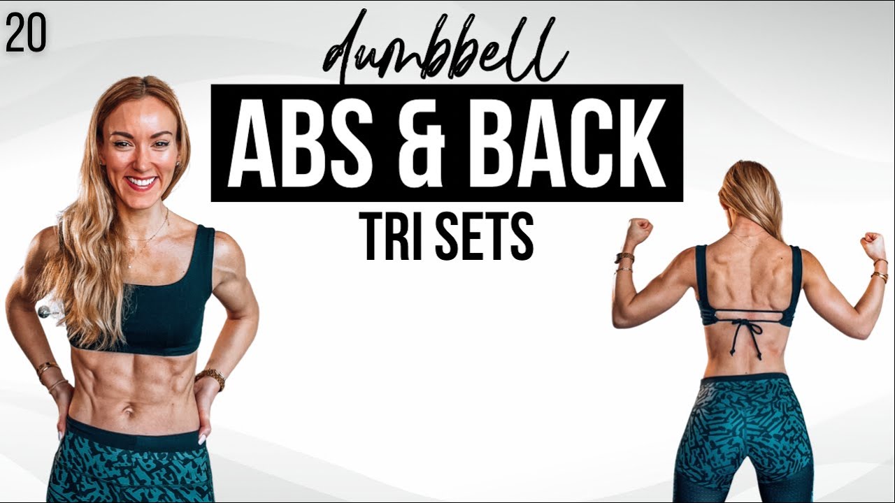 💥 45 Min Dumbbell Back & Abs Workout at Home | Tri Sets | Strong 20