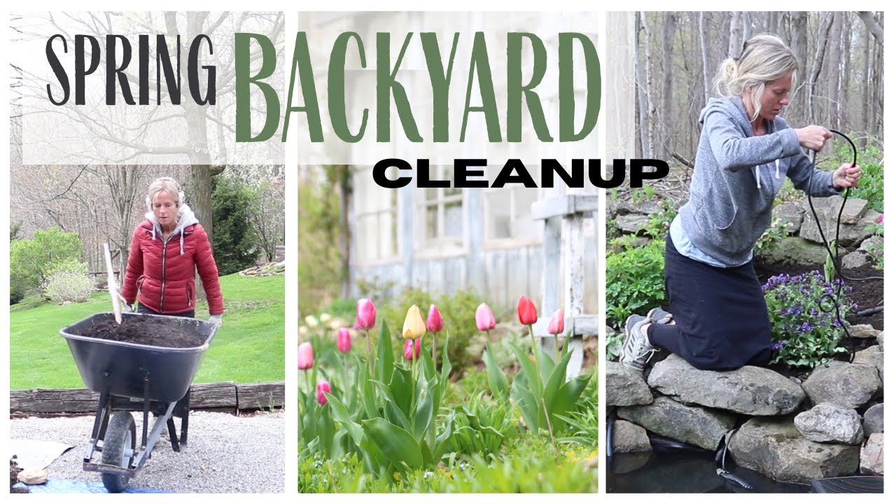 Spring Backyard Makeover ~ Garden Cleanup ~ Backyard Pond Cleaning ~ Spring Flowerbed Cleanup