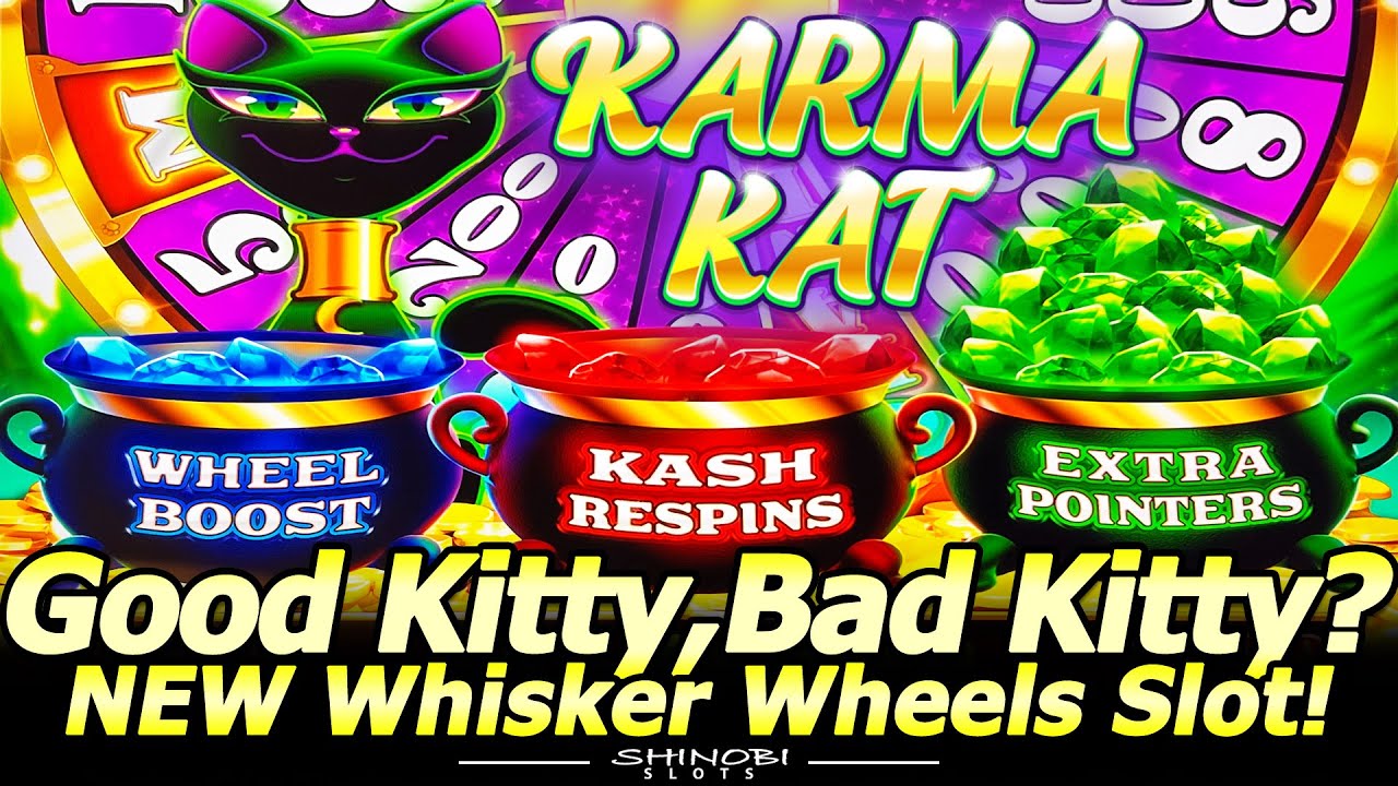 Good Kitty or Bad Kitty? NEW Whisker Wheels Karma Kat Slot Machine! Live Play and All Features