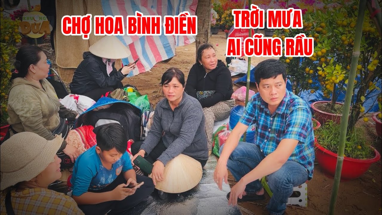 Chợ hoa Bình Điền gần Tết thưa khách, bà con bán bông bị mắc mưa thấy thương| Khương Dừa