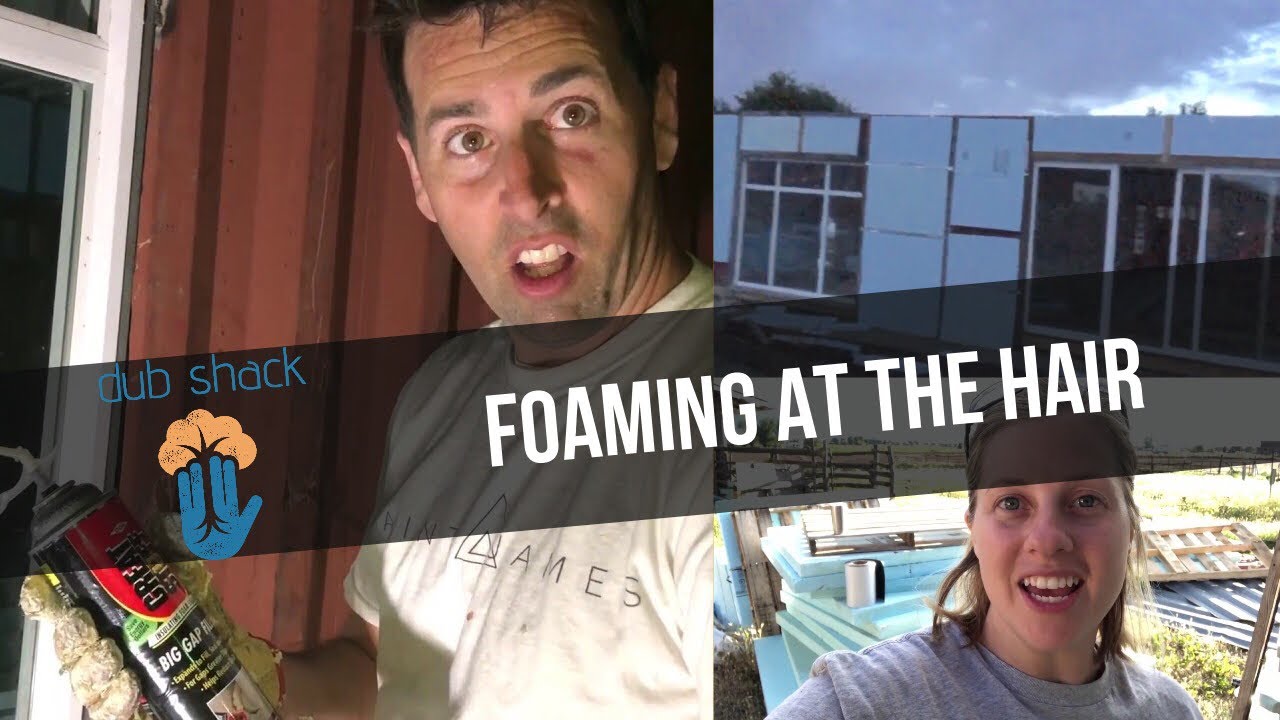 Shipping container spray foam windows and doors