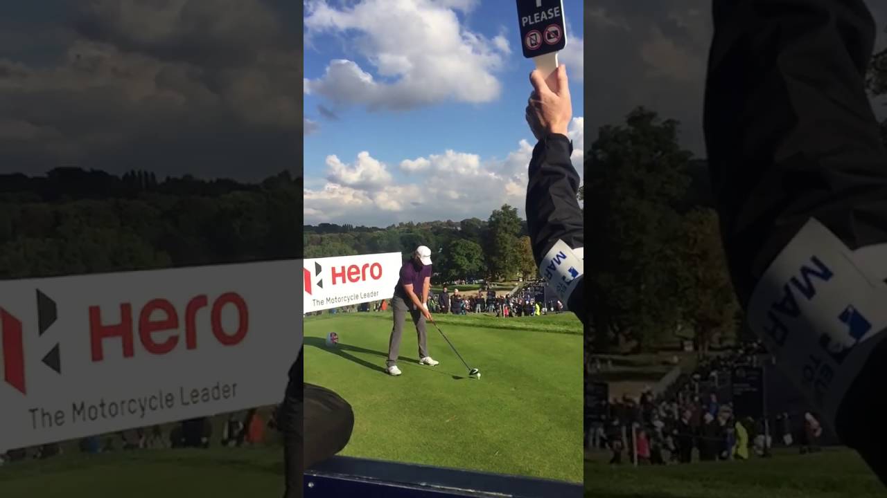 Eddie Pepperell on 17th during round 3 of the 2016 British Masters at The Grove (slow mo)