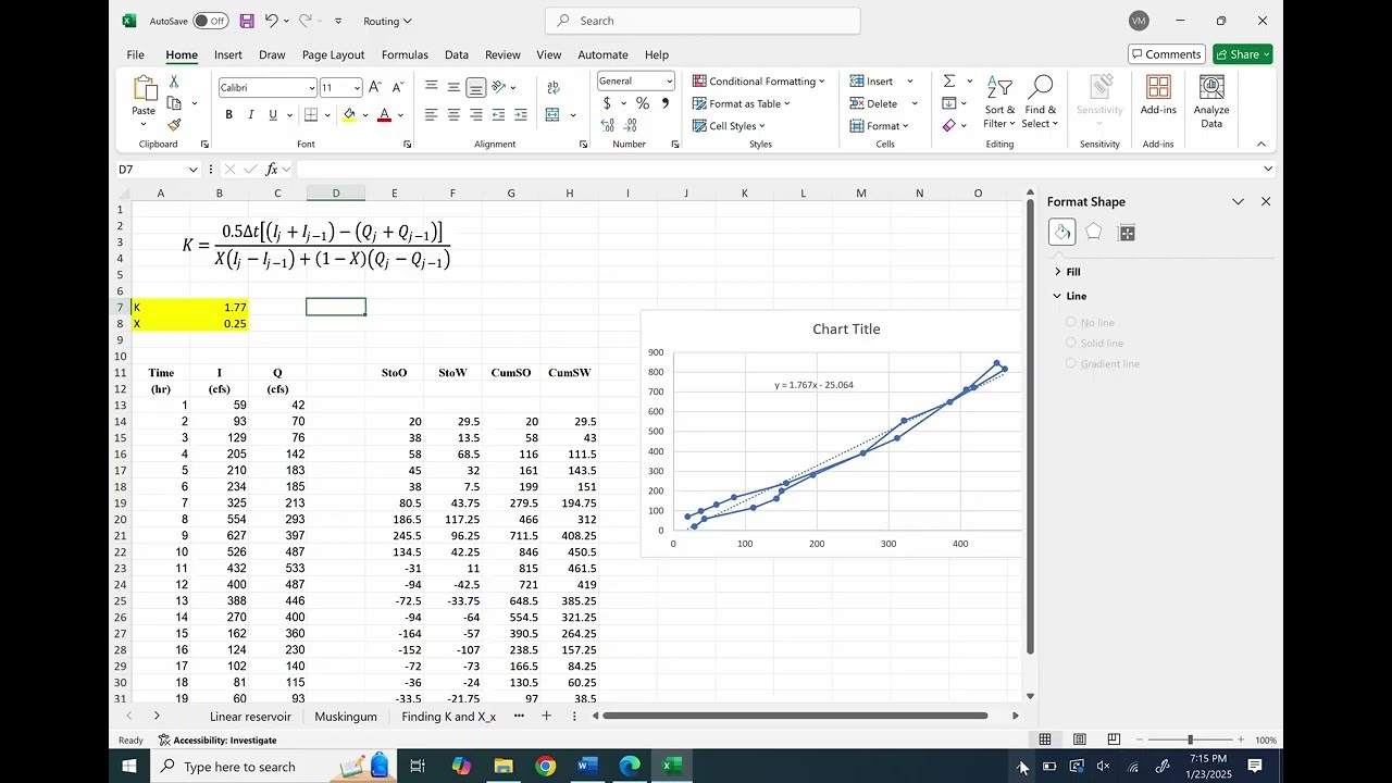 Hydrograph Routing - Estimation of Muskingum K and X (10/10)