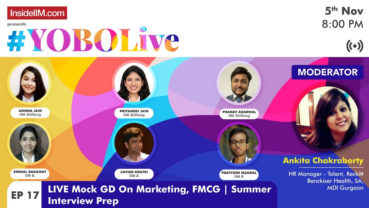 #YOBOLive Ep.17: LIVE Mock GD On Marketing, FMCG | Summer Interview Prep Ft. IIM A, B, Shillong