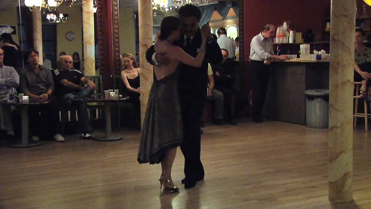 Raul Cabral and Gayle Madeira - performing tango improvisation at the Triangulo milonga