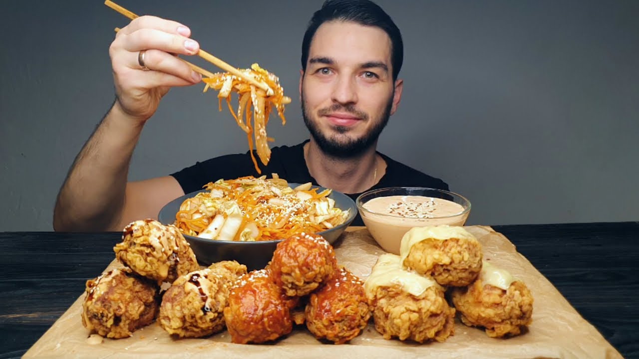 먹방 바삭한 치킨과 촉촉한 샐러드, 집에서 만든 맛있는 홈푸드ASMR MUKBANG