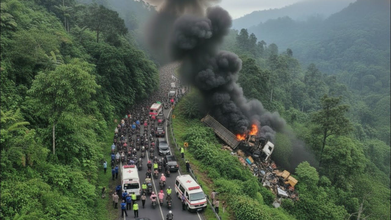 RATUSAN WARGA MENJADI SAKSI !!! TRAGIS, Laka Mengerikan Truk Muatan Beton Raksasa Di Sitinjau Lauik
