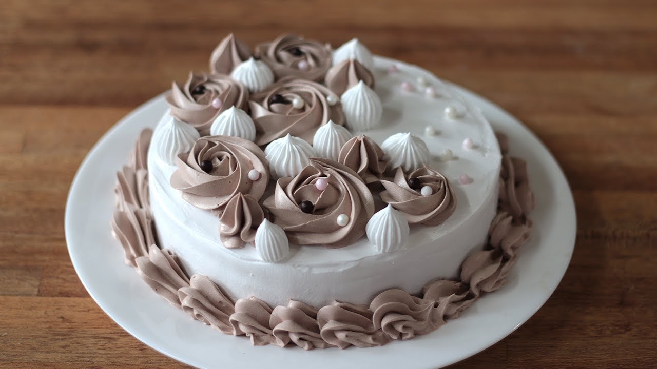 Rose Birthday Cake with whipped cream frosting | For beginners | Tutorial