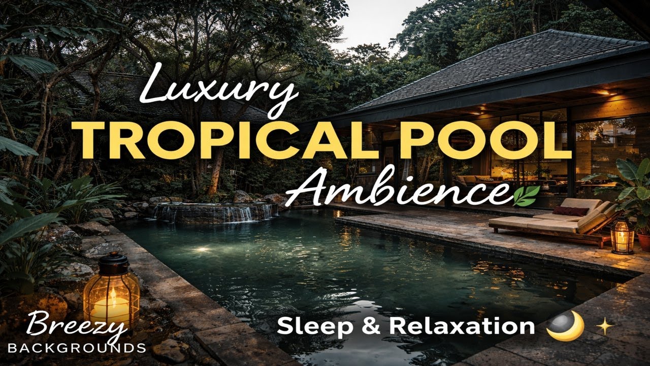 Luxury Tropical Pool Ambience 🌿 | Relaxing Evening Resort Vibes For Relaxation