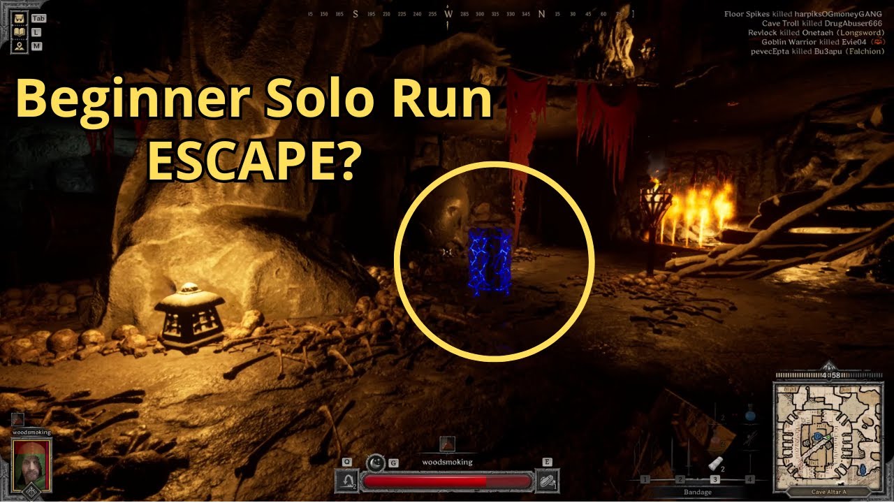 Dark and Darker beginner solo run escape - Goblin caves - Mute mode gaming