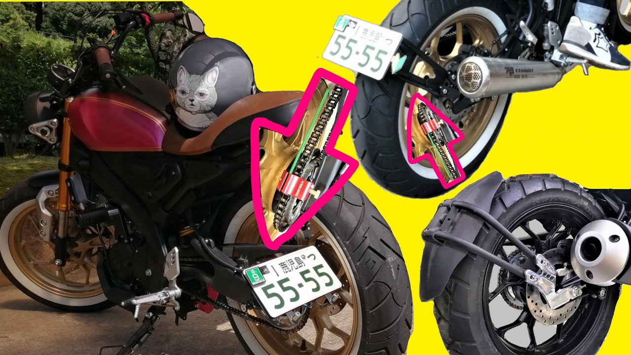 XSR155 折れないブレない WR3 マッドガード Mudguard XSR125 サイドナンバー Side License Plate チェーン調整 アライメント custom カスタム
