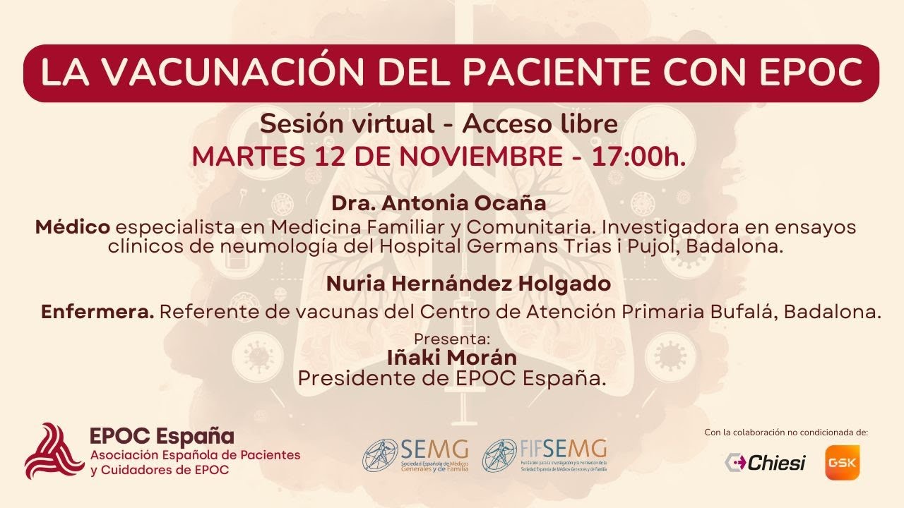 Sesión virtual de EPOC España sobre la vacunación del paciente con EPOC