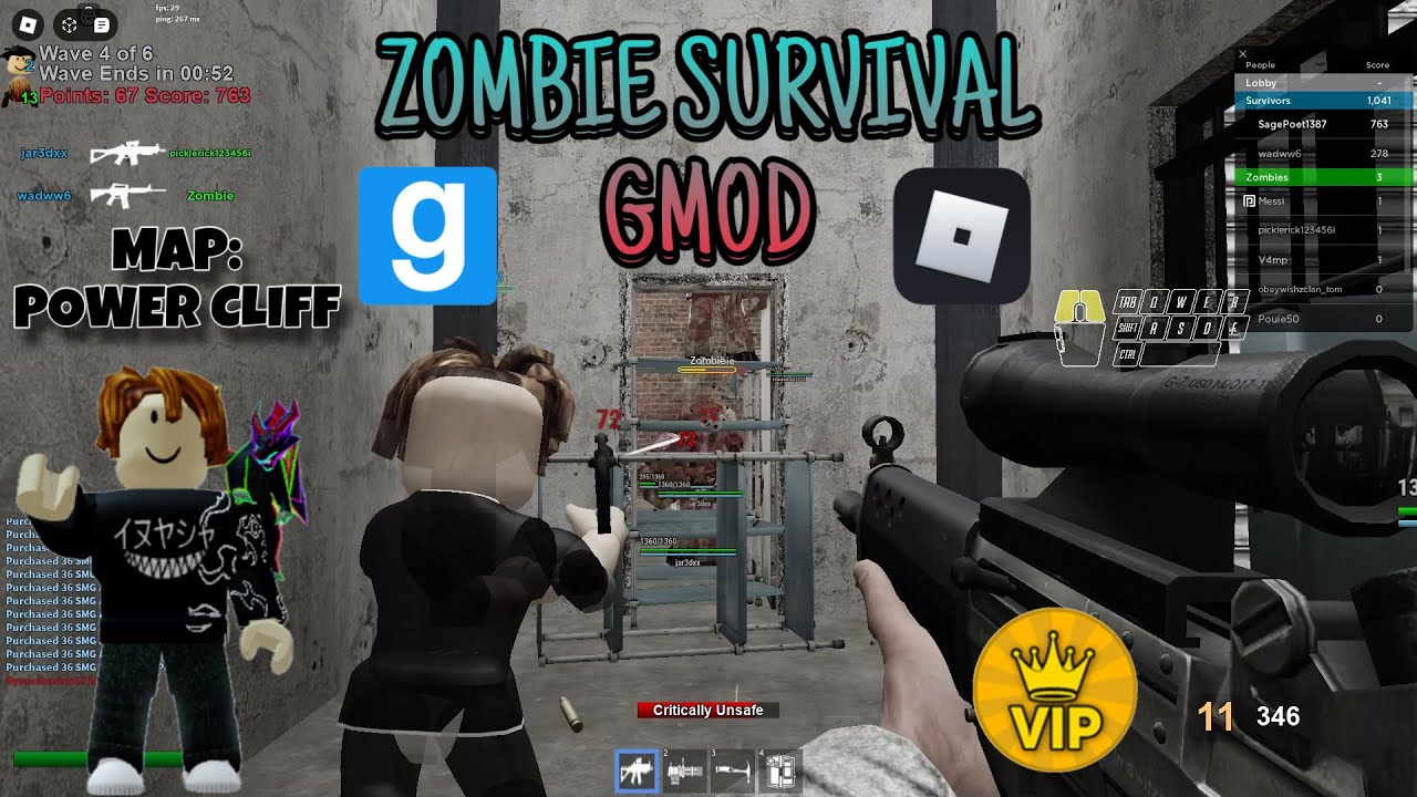 ZOMBIE SURVIVAL EPIC WIN - NEW UPDATE and NEW MAP POWER CLIFF | Zombie Survival Gmod on @Roblox
