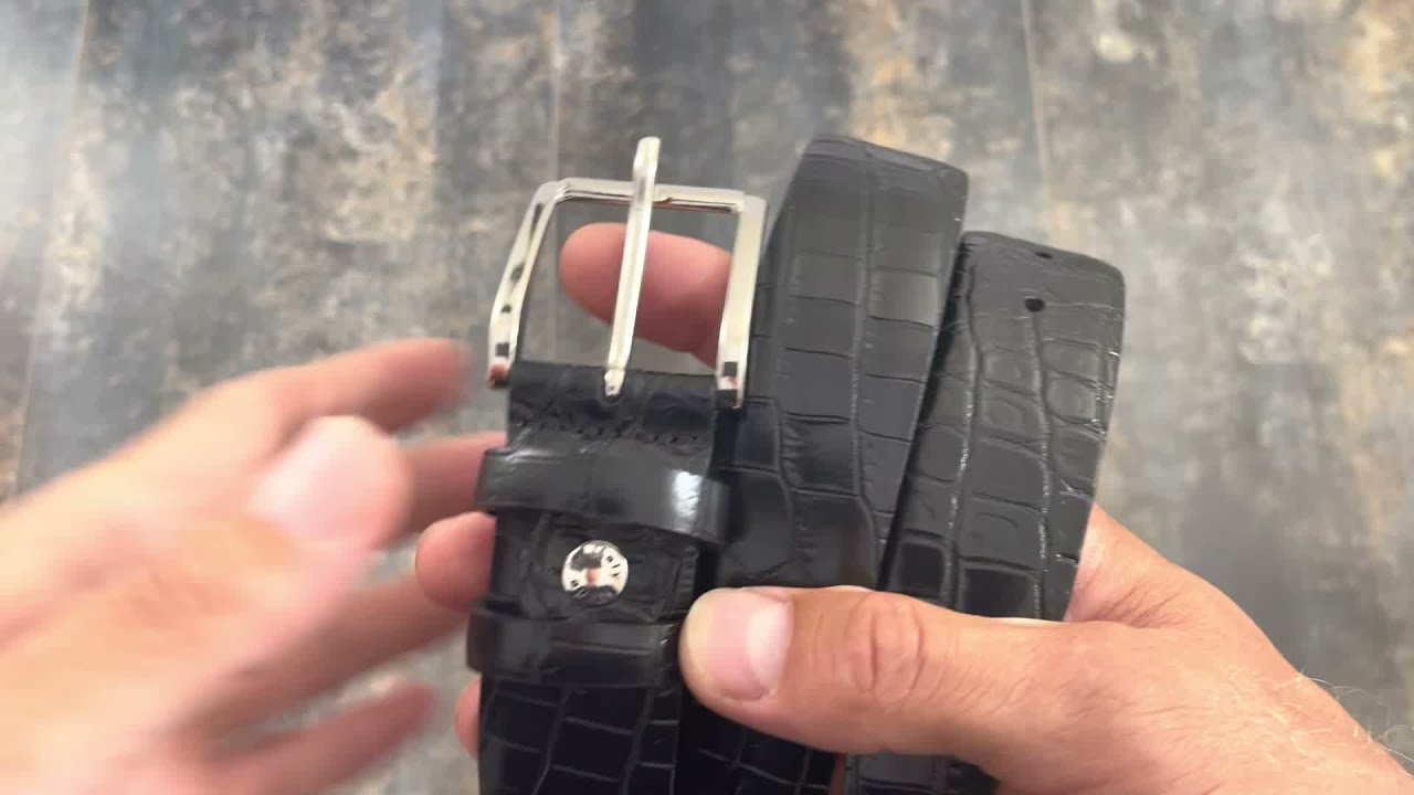 Black Crocodile Belt for Men 3.5 cm CROC35NSBL | Capo Pelle