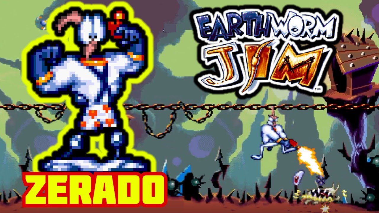 Earthworm Jim (SNES) - ZERADO - A minhoca atiradora do Super Nintendo
