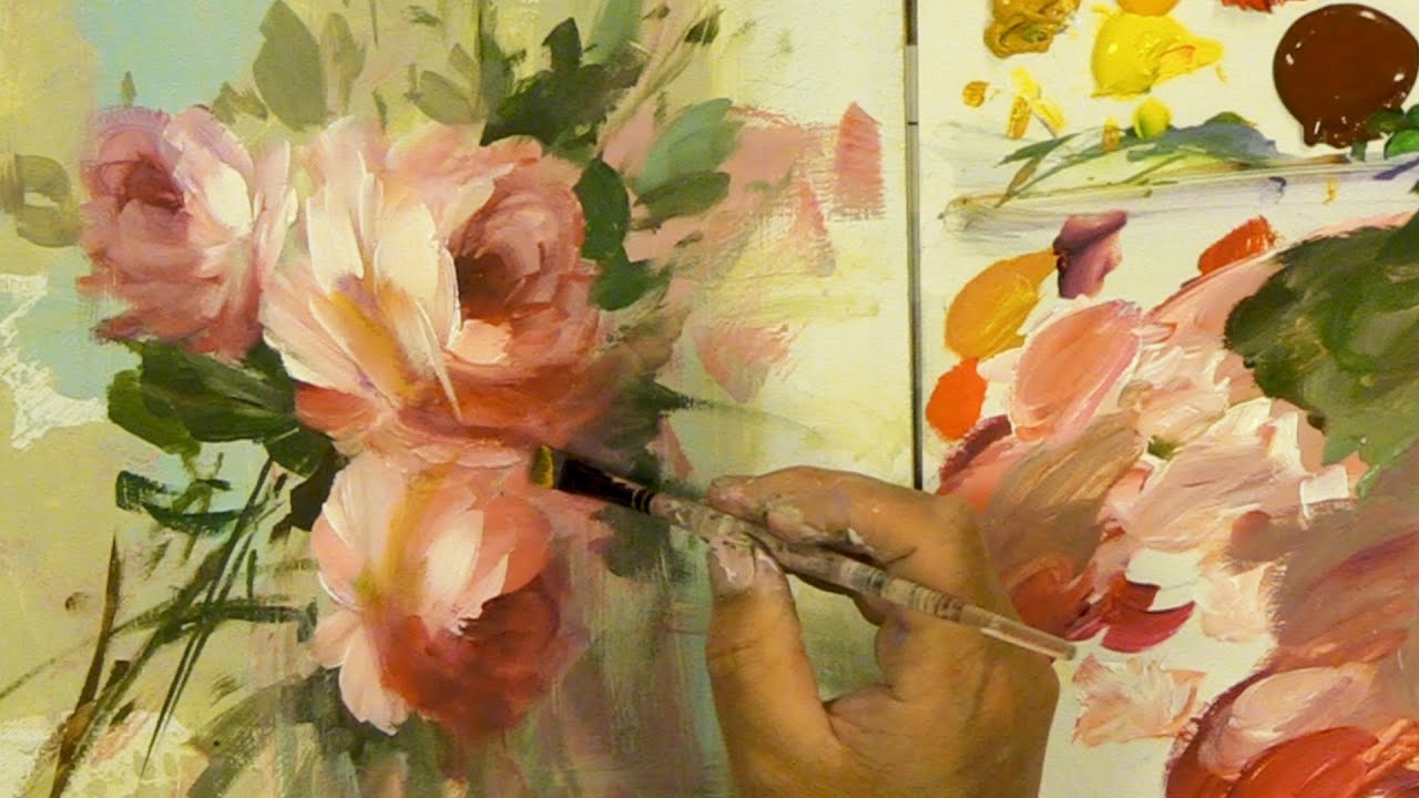 30 Minute 1 Brush Impressionistic Roses Paint It Simply Techniques