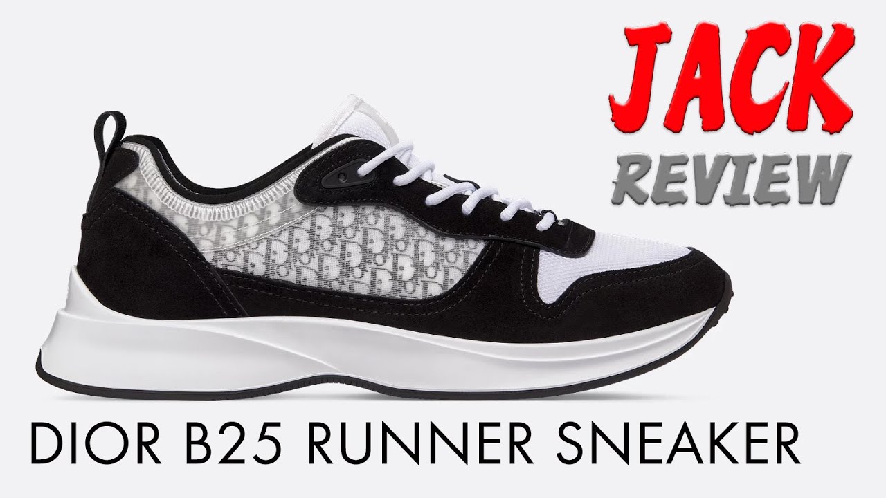 DIOR B25 RUNNER SNEAKER BLACK SUEDE WITH WHITE TECHNICAL MESH AND BLACK DIOR OBLIQUE CANVAS