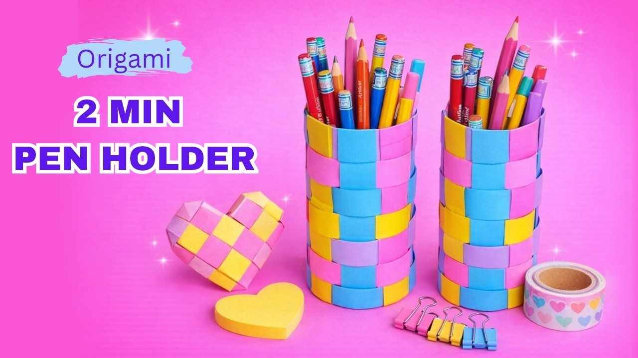 DIY Origami Pen Holder | How to Make Cute Paper Organizer in 2 minutes like a pro