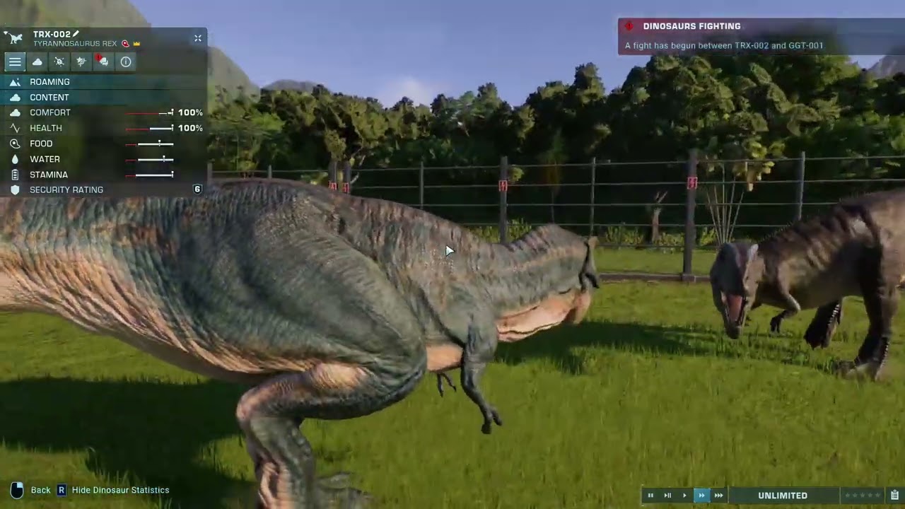 Jurassic World Evolution 2 tournament part 1 T.rex vs Giganotosaurus