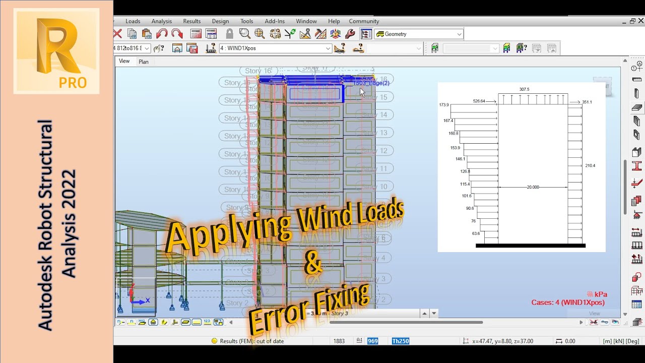 Modeling and Design of RC Buildings in Autodesk Robot | Part 16: Wind Loads and Errors
