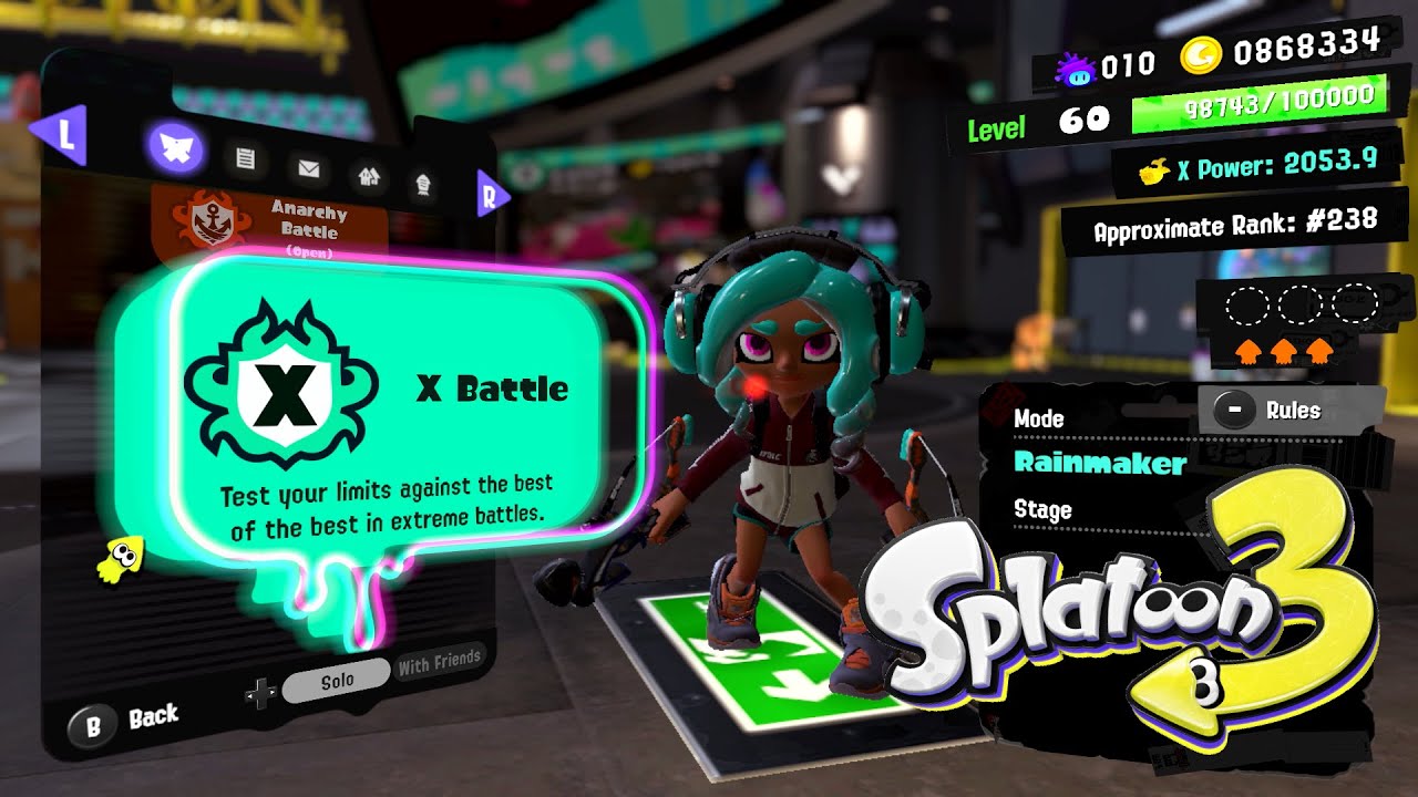 Playing Splatoon 3 X Rank at Top 500!