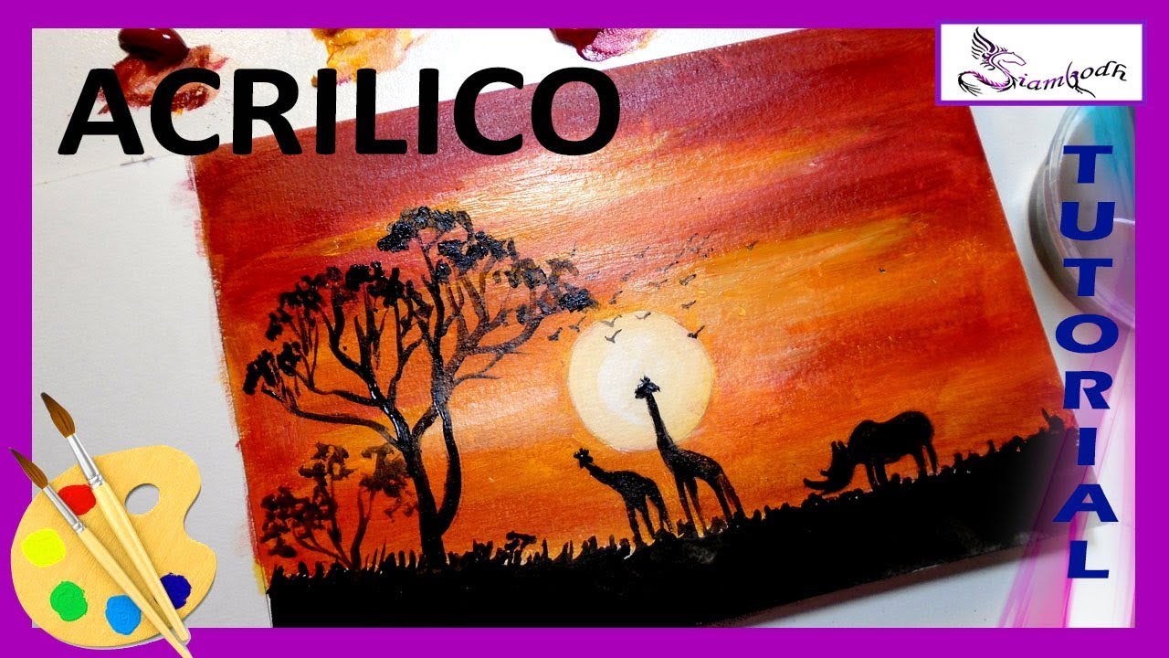 COMO PINTAR 🎨 ATARDECER con Pintura ACR&Iacute;LICA F&Aacute;CIL