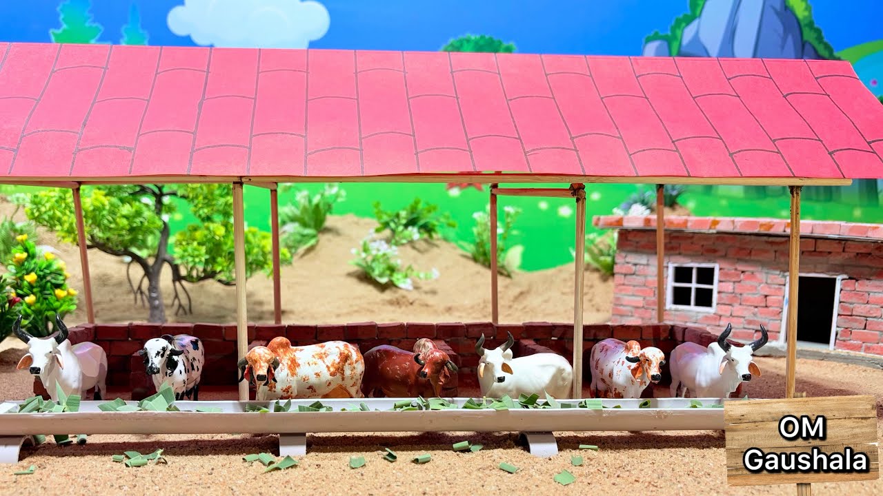 Diy Mini Cemented Animal House Construction Science Project | Cow Shed Project @OmCreatordiyfarming