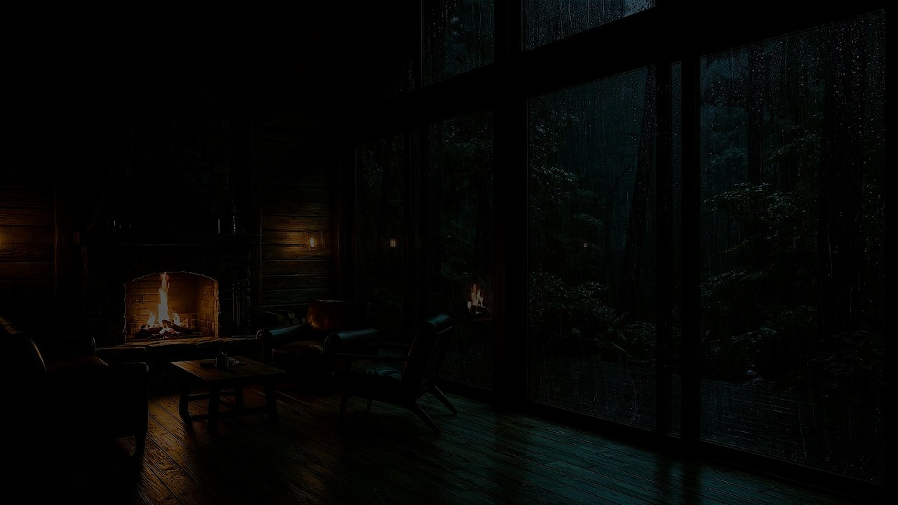 Cozy Rainy Cabin Night 🌧️🔥 Rain on Window & Fireplace Sounds for Deep Sleep | Rain ASMR (No Ads)