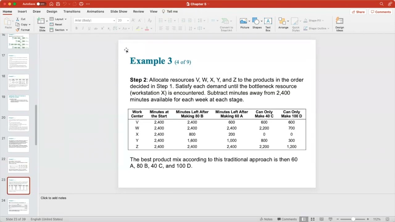 Chapter 5 Video Part 2 -- Constraint Management Application of Product Mix Decisions
