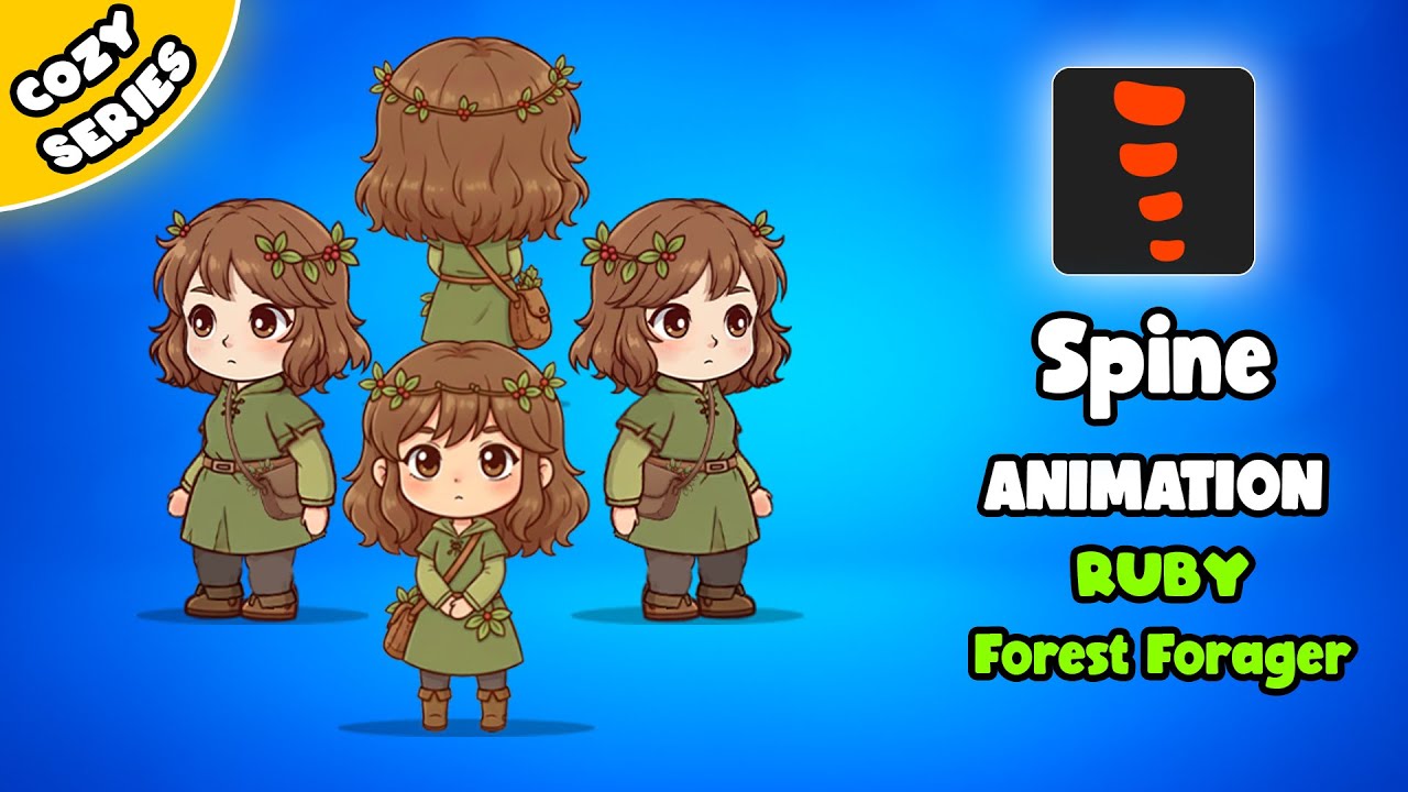 Ruby Forest Forager || 2D Animated Spine Character (Cozy Series) 