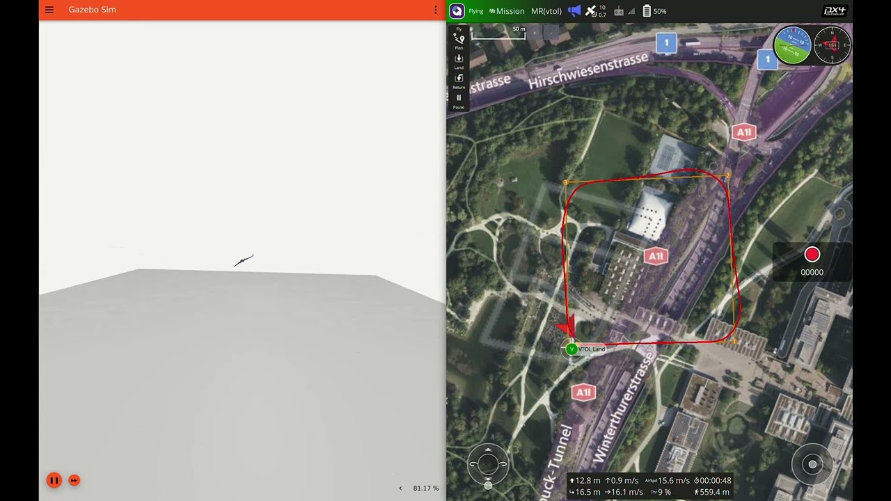 PX4 SITL simulation with Gazebo standard vtol