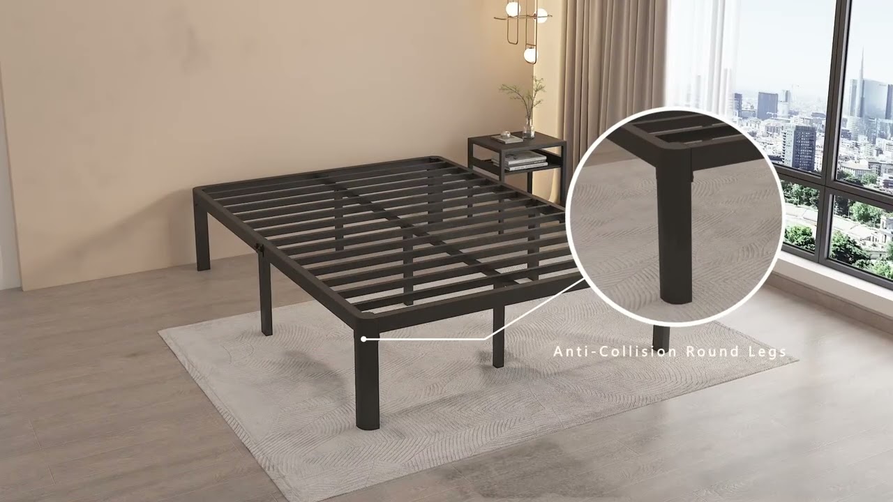MAF 12 Inch Twin Metal Platform Bed Frame with Round Corner Legs, Mattress Slide Stopper