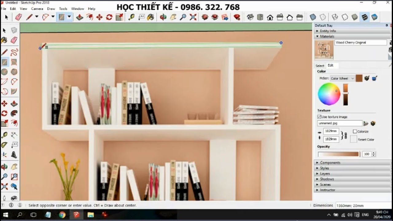 Chỉnh kích thước vật liệu trong sketchup | Sketchup Hải Phòng