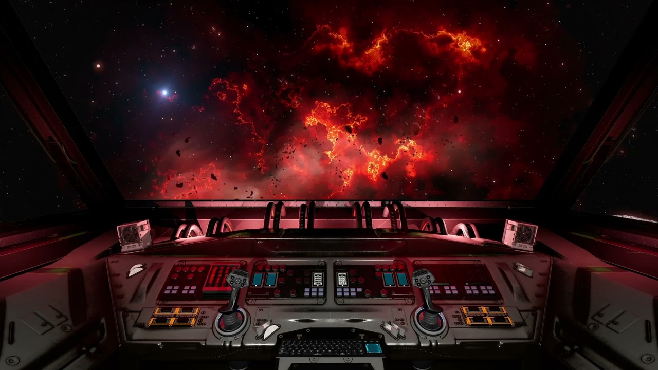 Spaceship Radio Chatter Red Asteroid Belt Patrol Flight. Sci-Fi Ambiance for Sleep & Study