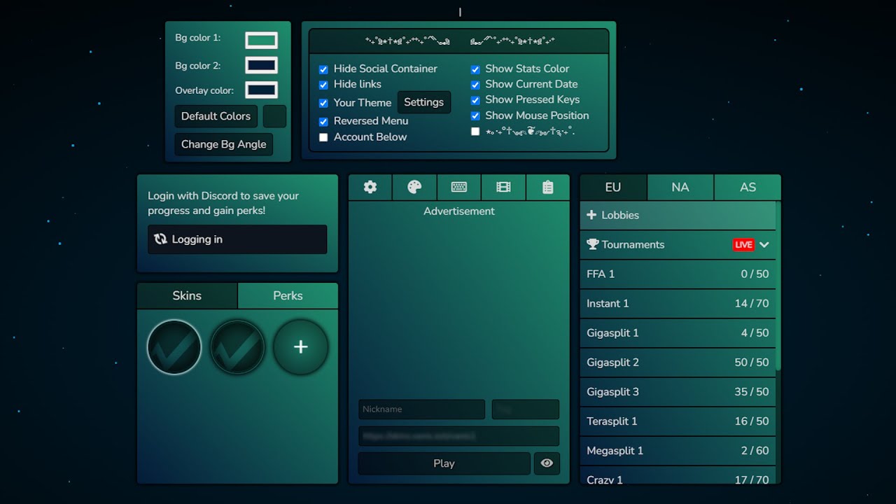 Vanis.io extension || Make your own menu themes! || Vanilla extension with little featuers for vanis