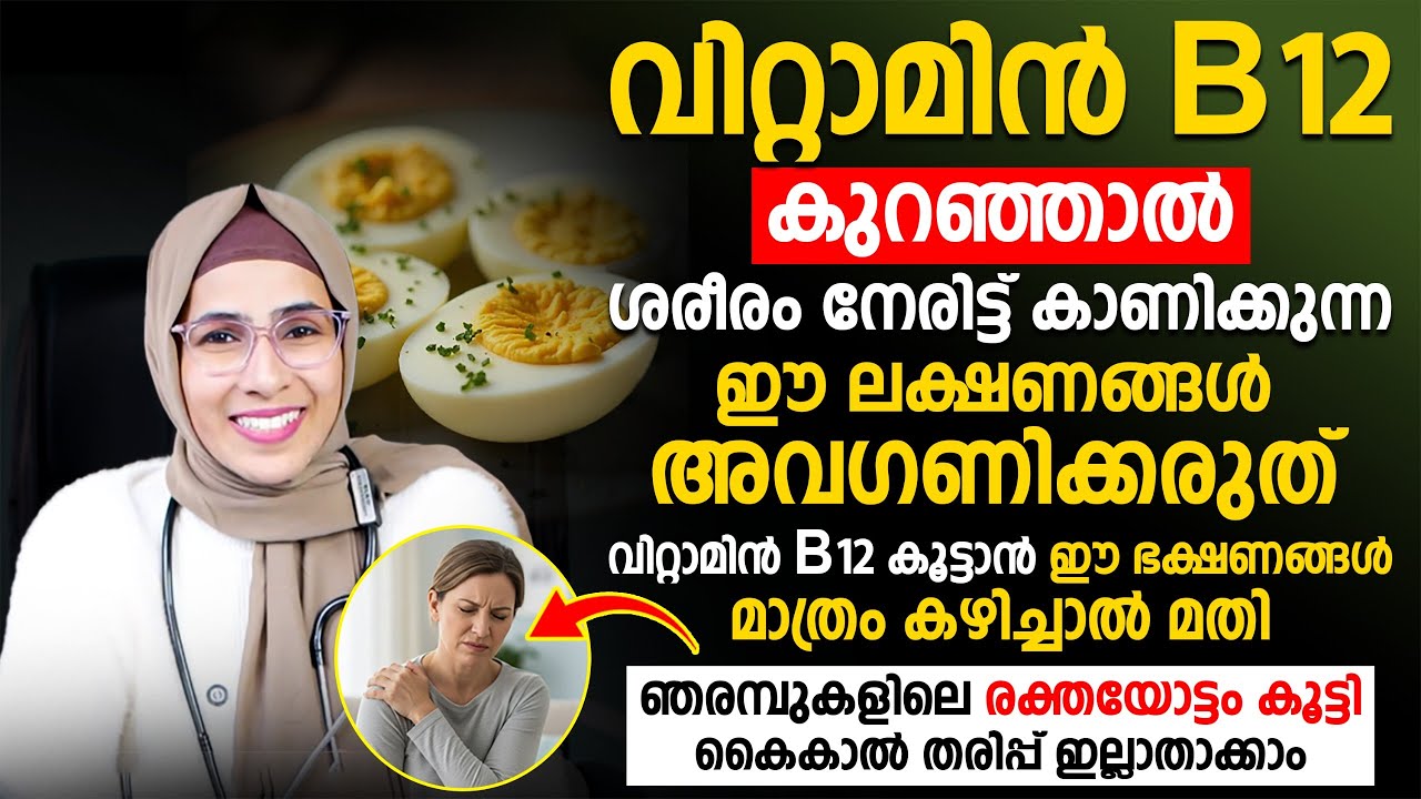 ഈ ലക്ഷണങ്ങൾ അവഗണിക്കരുത് വിറ്റാമിന് B12 കുറഞ്ഞാലുള്ള ബുദ്ധിമുട്ടുകൾ മാറ്റാൻ ഈ ഭക്ഷണം കഴിച്ചാൽ മതി |