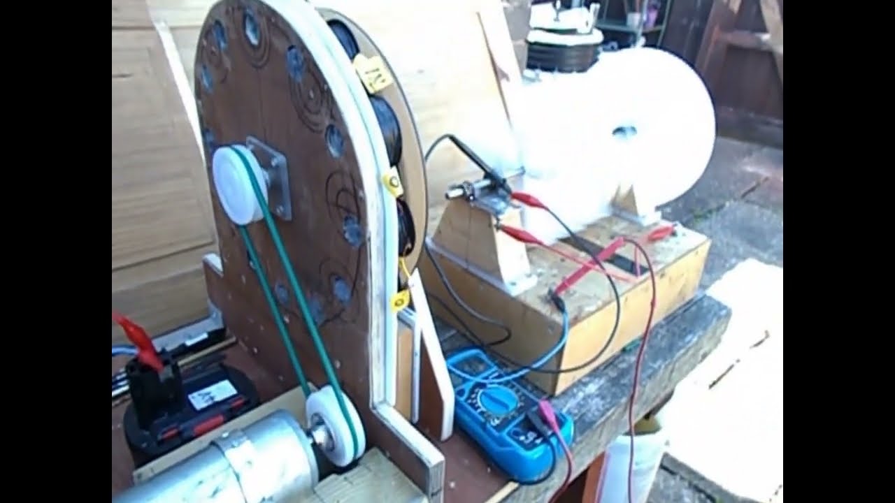 Newman motor powered by axial flux motor that is run by a 12 volt battery with a 24 volt motor