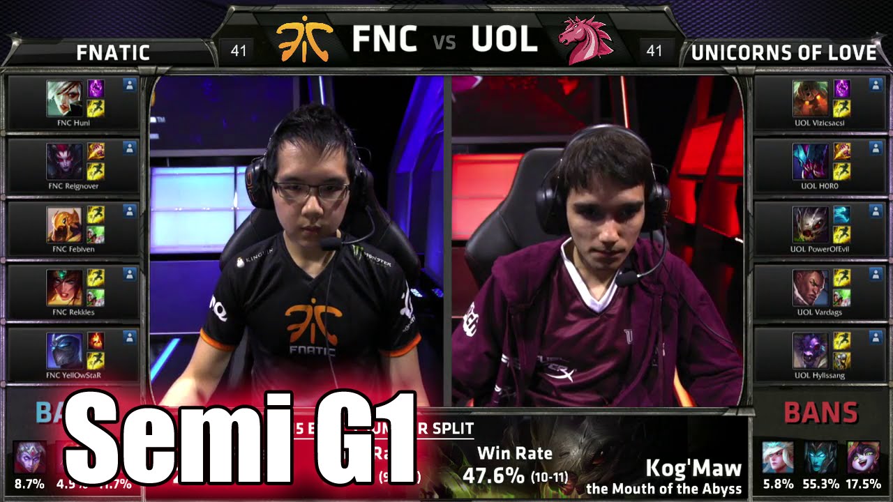Fnatic vs Unicorns of Love | Game 1 Semi Finals S5 EU LCS Summer 2015 Playoffs | FNC vs UOL G1 SF