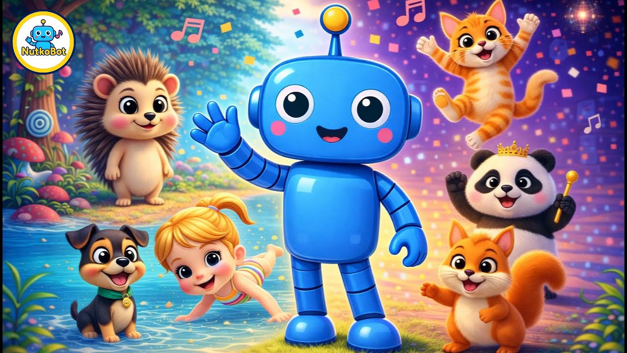 Mix piosenek dla dzieci 🎶 Baw się z DiscoKotem, Kapslem i Helenką 🤖 NutkoBot