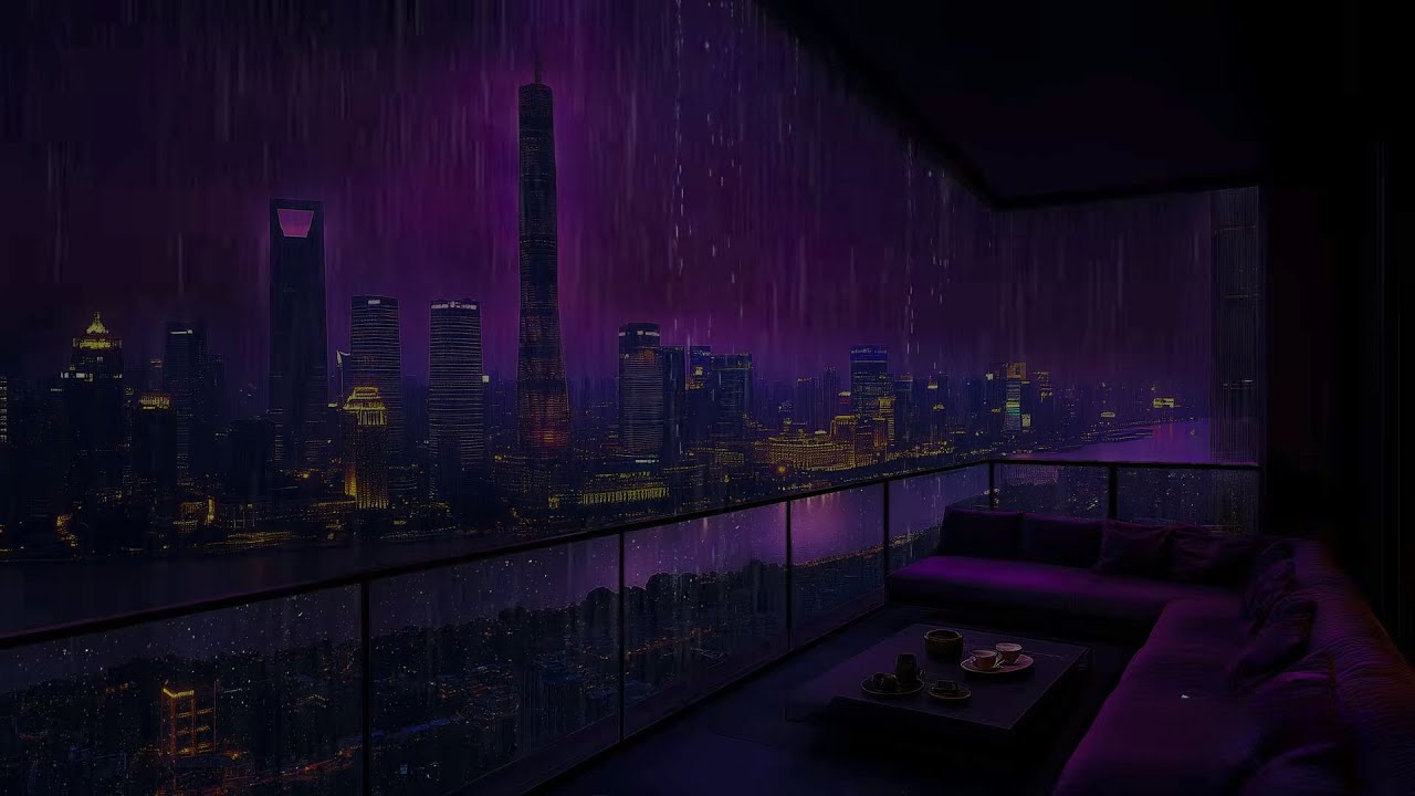 10-Hour Night Rainstorm Over Quiet NYC  | Watching from a Luxury Window | Soft Rain & Gentle Thunder