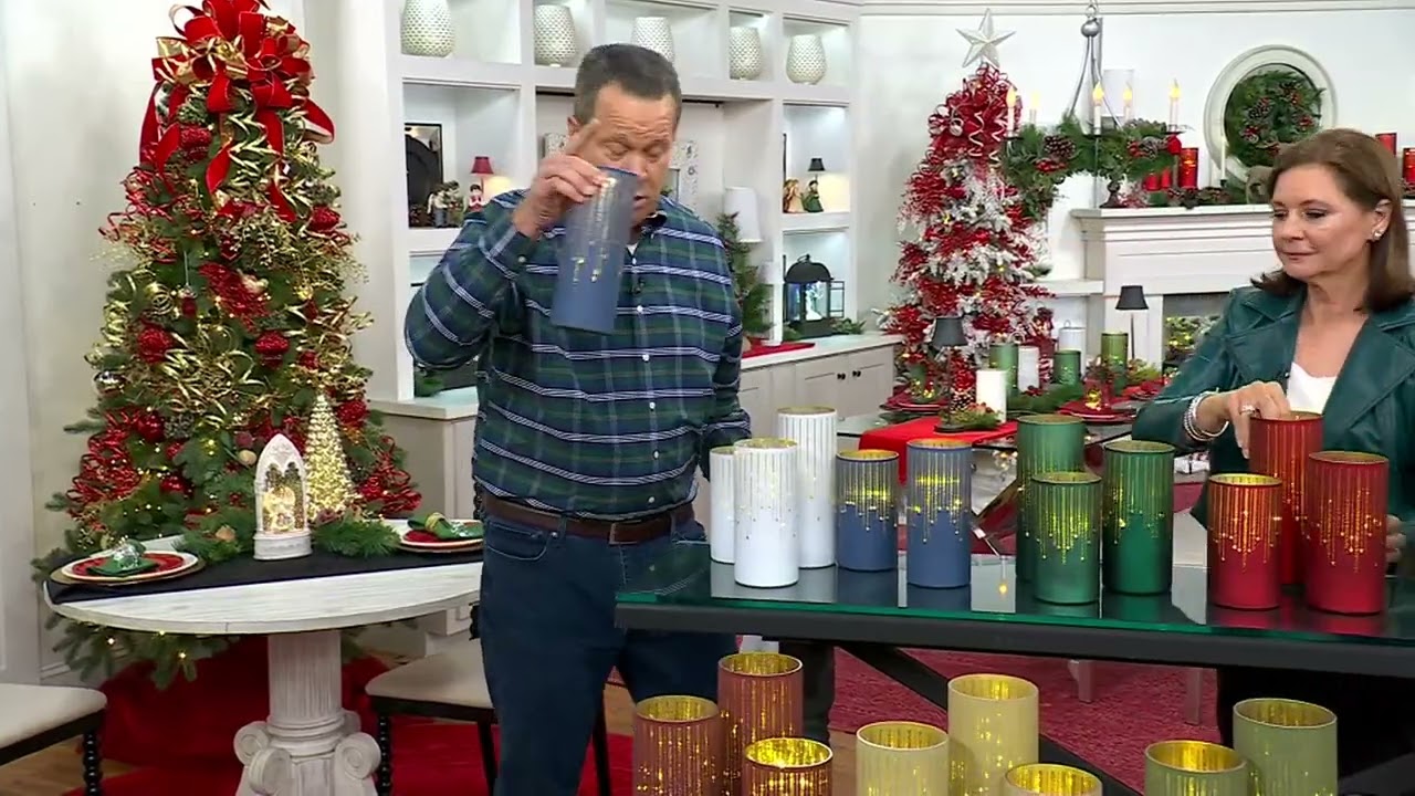 Set of 3 Illuminated Starry Night Hurricanes by Valerie on QVC
