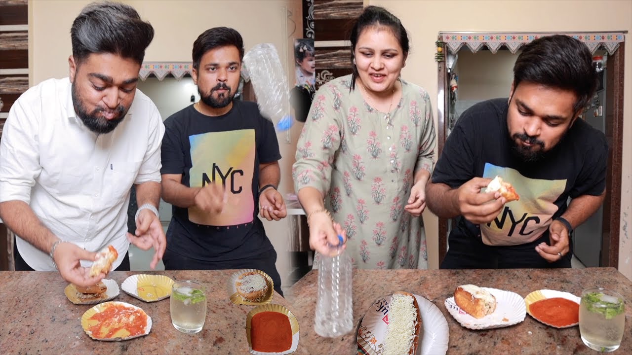 funny bottle flip challenge with burger 🍔