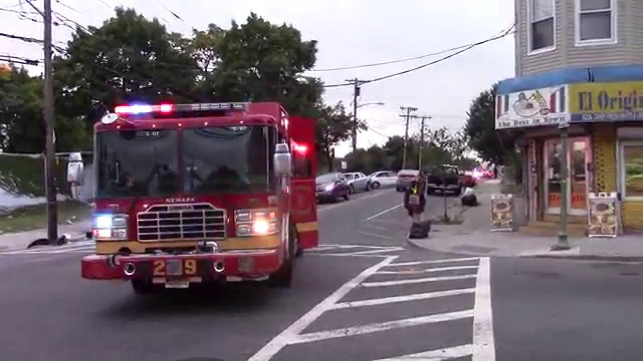 Newark Fire Department Engine 29 Ladder 10 & Rescue 2 arriving 9-28-15