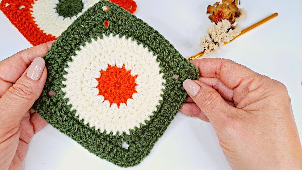Cómo tejer un círculo en un cuadrado🤩 Proyecto de ganchillo crochet para bolsos o mantas