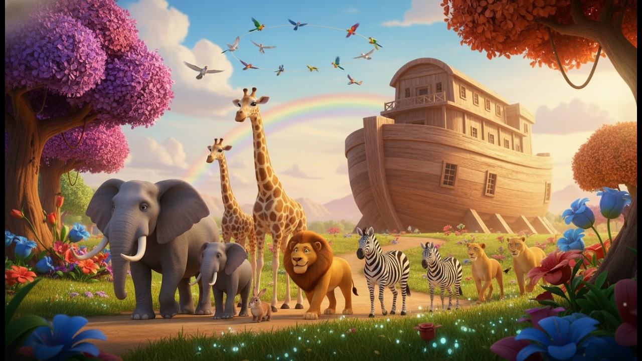A Arca de Noé 🌈 História Bíblica Infantil + Animais da Bíblia