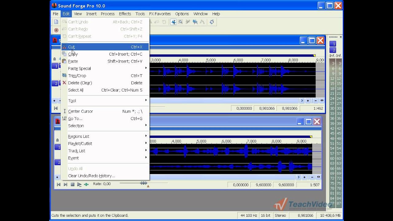 Функции копирования и вставки в Sound Forge Pro 10 Часть 2 (9/46)