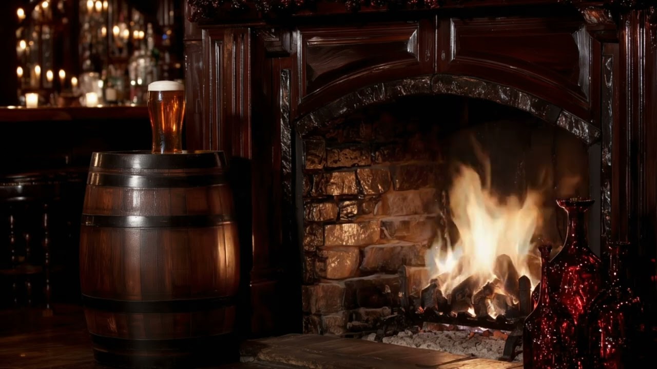Traditional Pub Fireplace | Proper Pub Ambiance | Dark wood, a fire in the hearth & a pint of beer